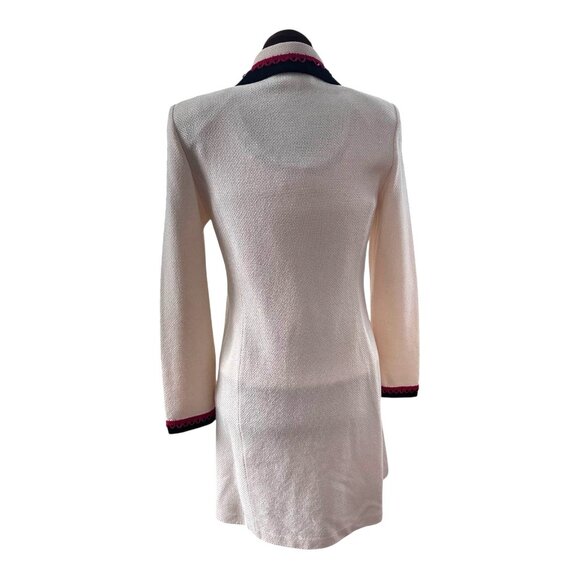 St John Collection Santana Knit Jacket & Shell Set Cream Black Red Trim Sz 4 - Picture 3 of 10